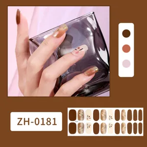 Waterproof gel nail wraps Japanese Korean style nail stickers full wrap manicure 22 tips