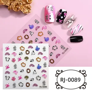 Detailed shot of 5D embossed soft rubber nail art stickers featuring chic abstract patterns.
