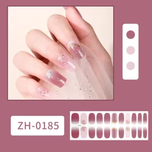 Waterproof nail wraps Japanese Korean gradient glitter gold foil nail art stickers 22pcs