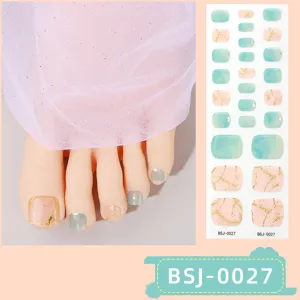 Gel toe nail wraps semi cured UV light gel pedicure stickers marble design 3D foot art decor