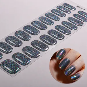 Smalto adesivo per unghie in gel olografico senza UV adesivi glitterati finitura lucida