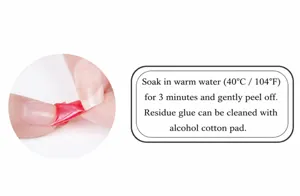 Détails de retrait d'enveloppe d'ongle montrant la méthode de trempage à l'eau tiède facile.