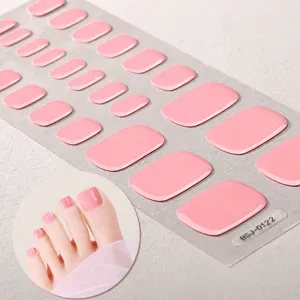 Strisce per unghie dei piedi in gel semi polimerizzato rosa solido adesivi UV per pedicure.