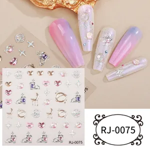 5D soft gel nail stickers embossed translucent crystal glue nail art decals DIY manicure design