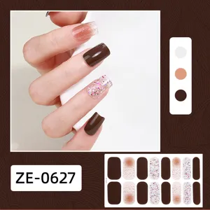 3D Marrone Glitter Adesivi per Unghie Gel Smalto Manicure Decorazione Nail Art Decals