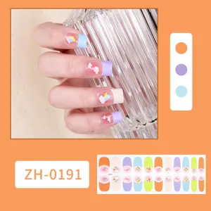 Waterproof nail wrap stickers with cute rainbow cloud designs and French tips, 22 tips.