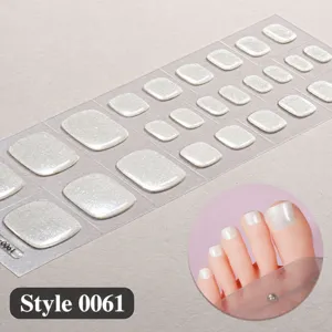 Strisce per unghie dei piedi in gel semi-indurito con glitter argento, richiedono luce UV 60s.