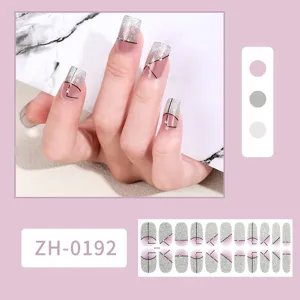Waterproof glitter geometric nail wraps set, stylish DIY nail stickers for women.