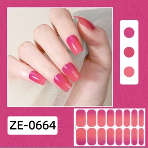 Gradient pink nail wraps 16 tips simple ombre nail art stickers for daily wear and party.