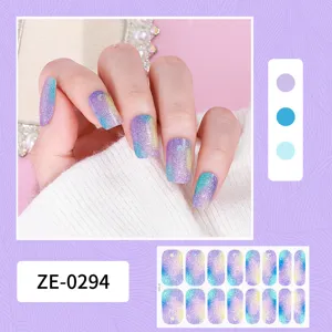 Adesivi per unghie glitterati cielo stellato sfumato foglio 3D nail art per donna