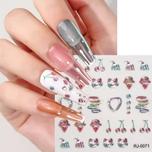 5D Embossed Soft Gel Nail Stickers Translucent Flash Drip Decals Star Moon Heart Nail Art Decoration DIY Manicure