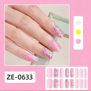 Adesivi per smalto per unghie con glitter sfumati rosa 3D caldi transfrontalieri.