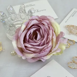 Tête de rose artificielle rose dégradée pour décoration de mariage DIY et accessoires de boîte.