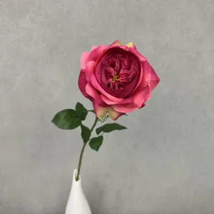 Künstliche Austin-Rose in Vase, elegante Dekoration für Zuhause, Tisch und Hochzeit.