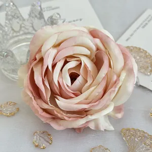 Tête de rose artificielle DIY décoration de mariage accessoires boîte cadeau rose crème