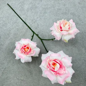 Artificial 3-head bubble rose flower branch for wedding home hotel floral decorative design