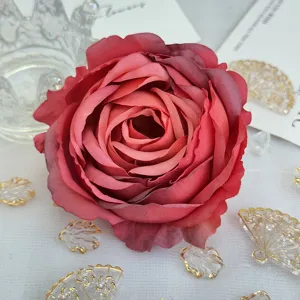 Tête de fleur de rose en soie artificielle DIY mariage décor arrangement floral boîte cadeau