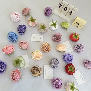 Têtes de Fleurs de Pivoine et Rose Volants Artificielles DIY Fleurs en Soie en Tissu Pour Fête de Mariage Décoration Intérieure Accessoires de Photographie