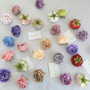 Têtes de fleurs artificielles de pivoine et de rose pour décoration de mariage et accessoires photo