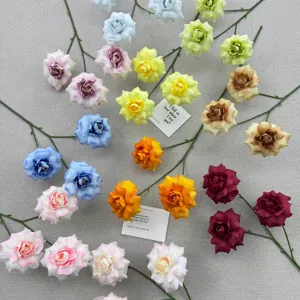 Artificial bubble rose flowers, multi-color faux floral stems for wedding home decor.