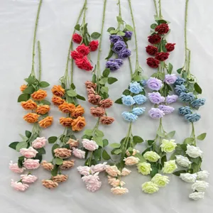 Fleurs de roses artificielles bouquet de roses en soie à têtes multiples pour décoration de mariage