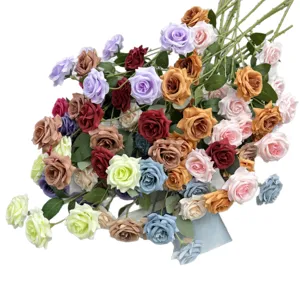 Bouquet de fleurs de roses artificielles multicéphales pour mariage, déco maison et accessoires.