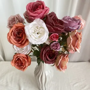Artificial rose bouquet silk flowers home hotel decor aesthetic flower arrangement detail view