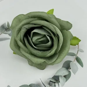 Artificial velvet rose flower head for wedding decoration, DIY craft and photography props.