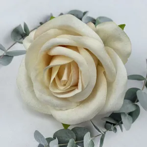 Artificial velvet rose flower head detail shot, perfect for wedding decoration and DIY props.