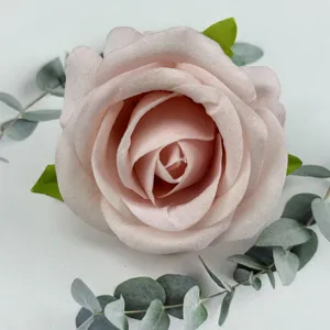 Artificial velvet rose flower head, soft pink wedding flower wall decor photography prop.