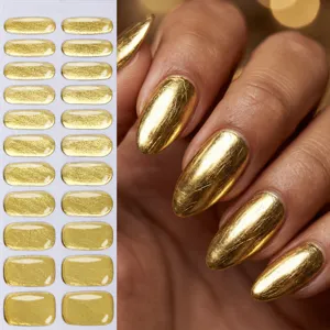 Involucri per Unghie in Gel Senza UV Adesivi per Unghie in Foglio Metallico a Specchio Unghie Finte Decalcomanie Adesive per Manicure Strisce per Nail Art