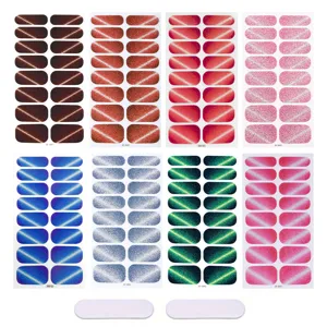 Set di adesivi per unghie in gel cat eye wrap nail art glitter con lime per donne ragazze