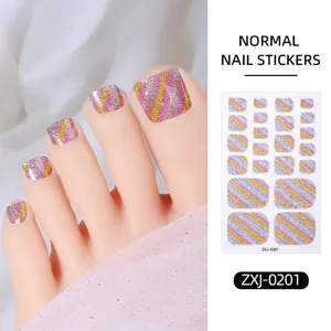 Glitter toe nail stickers sparkling gradient pedicure sticker detail view design