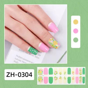 22 Punte Adesivi Per Unghie Fiori Pois Copertura Completa Nail Art Adesivi Decals