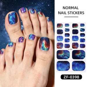 Autocollants d'orteils dégradés de galaxie d'été films de nail art ciel étoilé brillant
