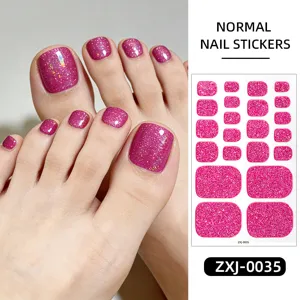 Adesivi per unghie dei piedi rosa glitterati impermeabili rimovibili spiaggia estiva piedi.