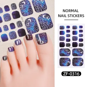 Autocollants d'Ongles d'Orteil Dégradé Ciel Étoilé d'Été Étoile Lune Dégradé Plage Enveloppes d'Art d'Ongles de Pied Autocollants de Manucure pour Femmes