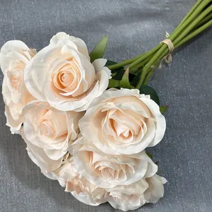Künstlicher Rosenstrauch mit 9 Köpfen künstliche Blumen für Hochzeit Party Hotel Deko
