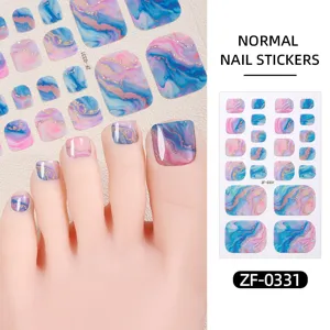 Autocollants d'ongles d'orteil dégradé marbre ciel étoilé d'été, enveloppes d'ongles faciles.