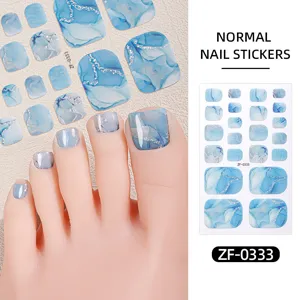 Autocollants d'ongles d'orteil dégradé bleu d'été enveloppes d'ongles étoiles pour plage.