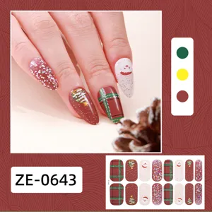Adesivi per unghie di Natale set 16 punte quadri Babbo Natale albero glitter manicure.
