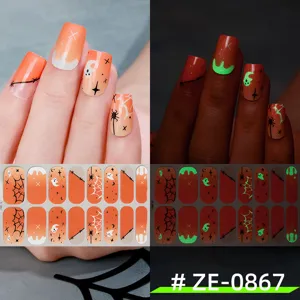 Halloween glow in the dark nail wraps spooky ghost spider web nail art stickers sheet