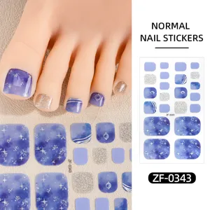 Autocollants d'ongles d'orteil de ciel étoilé d'été paillettes violettes faux ongles