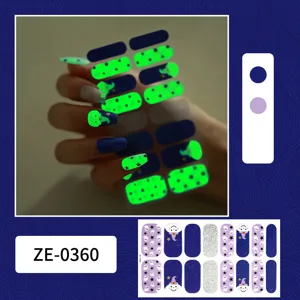 Halloween glow in the dark nail wraps set with cute ghost and star patterns for stylish women.