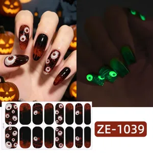Halloween glow in the dark nail wraps spooky eyeball nail stickers spooky dark style