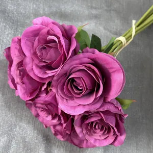 Künstlicher Rosenstrauß, 9 Köpfe Seidenblumen künstliche Blumen für Hochzeit Deko Kulisse.