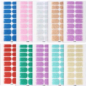 Glitter gradient nail stickers adhesive nail polish wraps colorful DIY nail art sets