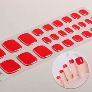 Strisce per Unghie dei Piedi in Gel Semi-Indurito Tinta Unita Glitter Fototerapia Avvolgenti per Unghie Lampada UV Richiesta Adesivi per Unghie per Donne
