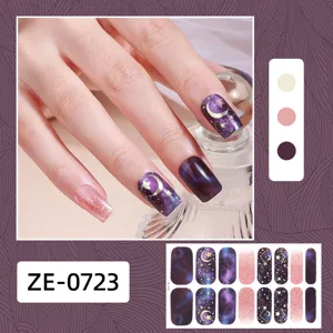 Set di adesivi per unghie con cielo stellato 3D foglia oro glitter luna e stelle