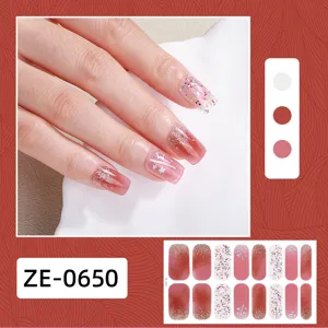 Adesivi per unghie rosa sfumato glitterati 3D con stelle scintillanti per manicure stupende.